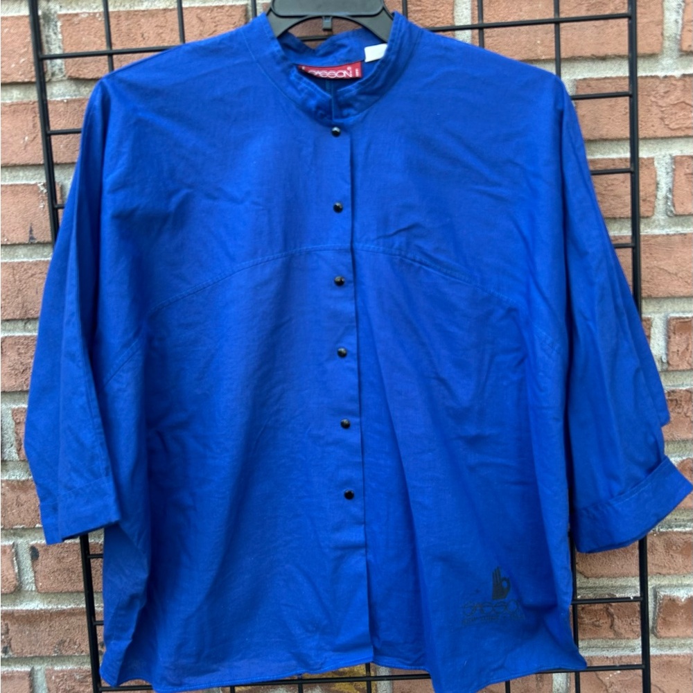 Vintage Sasson Vibrant Blue Button-Up Shirt
